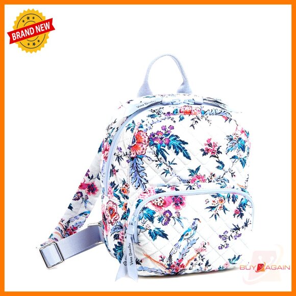 Mini Backpack Purse Recycled Cotton Adjustable Straps Zip Pockets